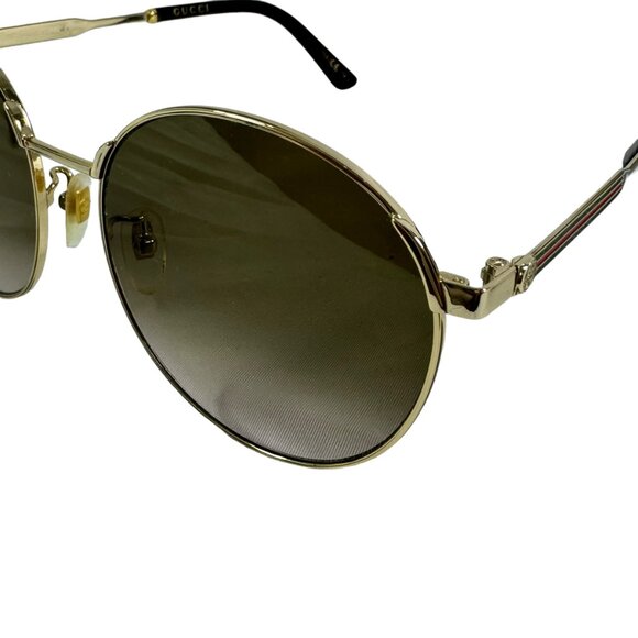 GUCCI Tortoise & Gold Metal GG0206SK 003 58 17-150 Women's Round Sunglasses - Picture 6 of 13